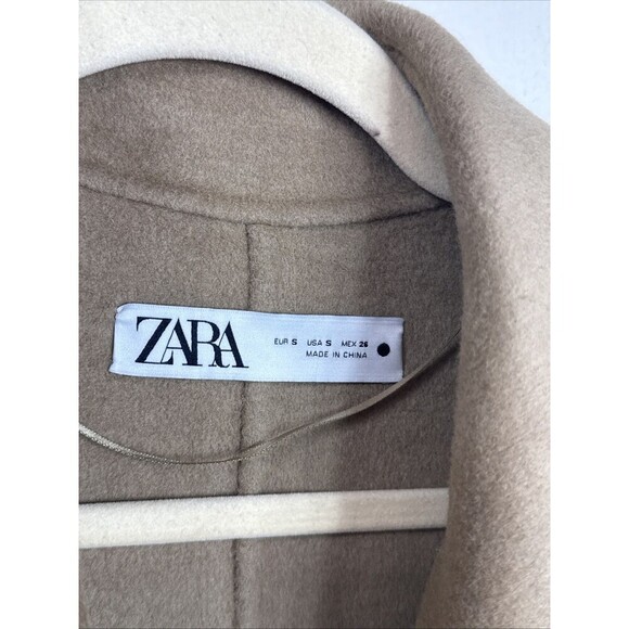 (T6) NWT! Zara WRAP Pea COAT Womens Size S, Brown Wool Blend No Bel - Picture 13 of 15